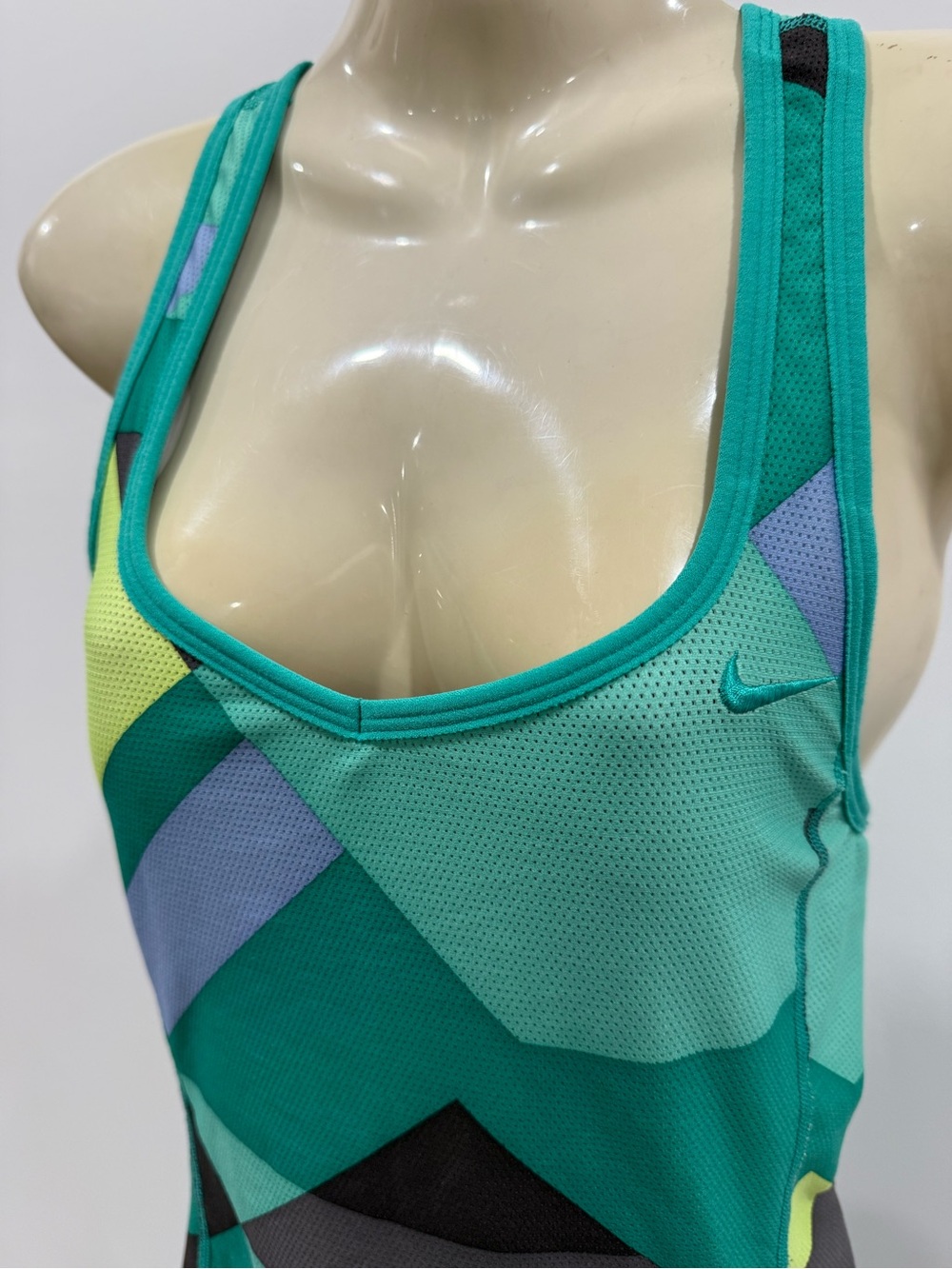 Nike Teal Multicolor Geometric Racerback Tank - Picture 2 of 7